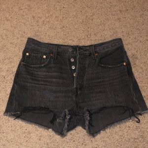 Grey High Waisted 501 Jean Shorts